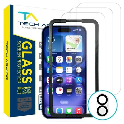 Tech Armor Ballistic Glass Screen Protector for iPhone 16 - 3 Pack - Image 1 of 4