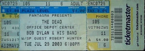 The Dead Biglietto Completo Stub Office Depot Center Bob Dylan Robert Hunter 29/07/2003 - Foto 1 di 2