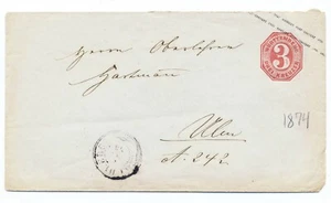 Cubierta sobre papelería postal Wurttemberg Alemania 1874 H&G 20 Q2  - Imagen 1 de 3