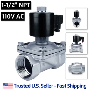 Electroválvula eléctrica de acero inoxidable 1-1/2" SS 110V AC NORMALMENTE ABIERTA 120 VAC - Imagen 1 de 6