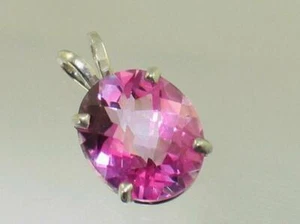 Ciondolo in argento sterling 925, topazio rosa puro, SP040 - Foto 1 di 5