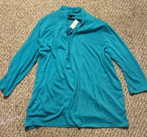NWT NEW Talbots Open Front Cardigan Sweater XL Teal Green Knit 3/4 Sleeves - Picture 1 of 6