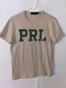 Polo Ralph Lauren Men's Gray / Green T Shirt Script P R L Polo Crew Neck Small - Picture 1 of 6