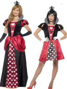 Queen Of Hearts Alice In Wonderland Ladies Costume Fairytale Fancy Dress