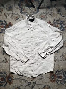 Abercrombie Fitch Shirt Mens XL Beige White 100% Linen Button Down Camp Preppy - Picture 1 of 8