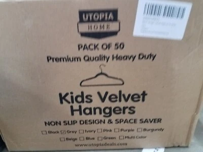 Perchas de terciopelo para ropa resistentes antideslizantes gris (paquete de 50) Utopía Home Foto 1 de 3