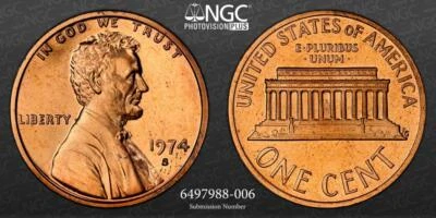 1974 S LINCOLN CENT PROOF 1C PF68 RD ULTRA CAMEO NGC Photo Vision® Plus SKU 3119 - Image 1 of 4