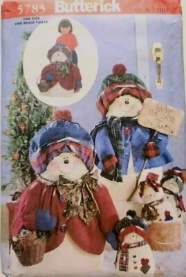 UNCUT Butterick Snowman Pattern Luv 'N Stuff Snowflake Family Snowlady 5785 28" - Image 1 of 2