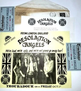 Póster 45 DESOLATION ANGELS 89' FLYER DE COLECCIÓN CONCIERTO DE HEAVY METAL 2 ENTRADAS TALÓN PELO - Imagen 1 de 17