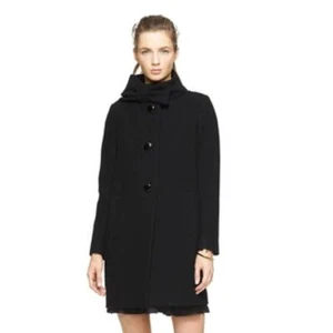 Kate Spade Dorothy Bow Neck Coat Black Wool Button Front Sz 6 Women's - Picture 1 of 9
