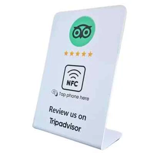 Supporto da tavolo NFC, recensione Tripadvisor, schede di feedback in PVC - Foto 1 di 5