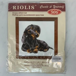Vintage Cross Stitch Kit RIOLIS DASCHOUND 906 Wiener Dog Cross Stitch T44061 - Picture 1 of 2