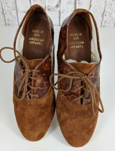 Women’s Unisex American Apparel Brown Leather/suede Shoes Size 5 P.O. - Picture 1 of 6