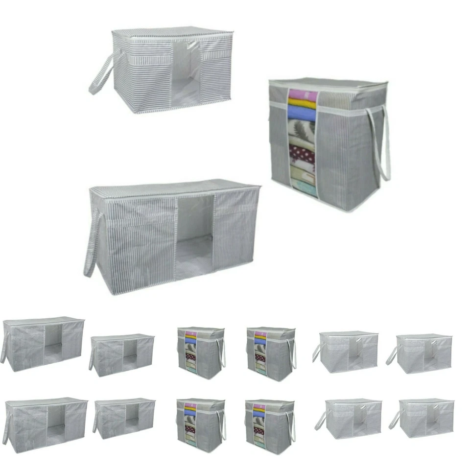 4pcs Clothes Storage Ziped Bags Organizer Wardrobe Underbed Closet Storage Boxes - Image 1 of 1