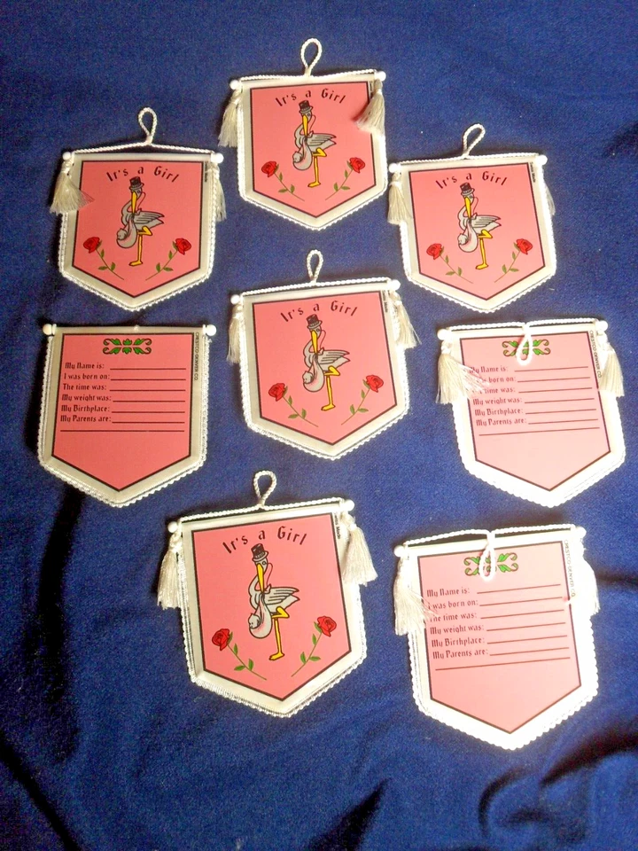 It's A Girl Birth Announcement Banner In Satin Swiss Made - NEW Salesman Sample - Image 1 of 4