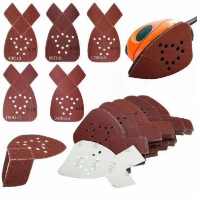 Hojas de lija de grano 50 piezas 40/80/120/180/240 para lijadora Black & Decker Foto 1 de 4