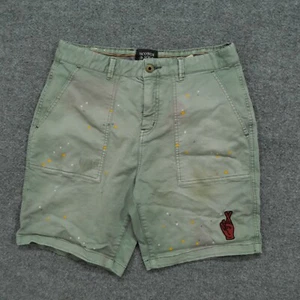 Scotch & Soda Shorts Mens 28 Green Distressed Peace Signs Splatter - Picture 1 of 13