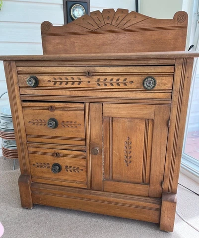 ANTIQUE OAK FURNITURE WASHSTAND Cover