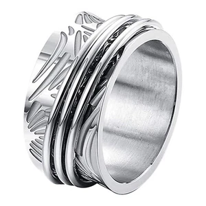 Women Dainty Petal Anxiety Relief Stainless Steel Spinner Ring Fidget Band #7-12 - Picture 1 of 8
