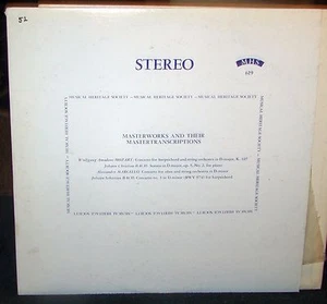 Masterworks and their Mastertranscriptions LP, Musical Heritage Society MHS 619 - Imagen 1 de 2