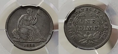 1838 O No Stars Seated Liberty Dime 10c PCGS VF 35 - Image 1 of 4