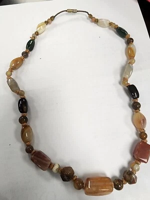 Collar Piedras Preciosas Ágata Natural Multicolor Hecho a Mano Cierre de Barril 24 pulgadas  Foto 1 de 4