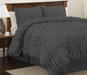 Egyptian Cotton 800TC Gathered Ruffle Duvet Cover Set 5 Piece All Size & Color
