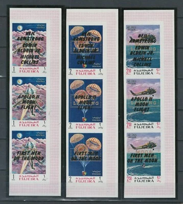 FUJEIRA 阿联酋 1ST 男式太空 ASTRONAUTS 套装 OVERPRINT MNH Stamp 2 扫描套装(FUJ 101) — 第 1/2 张图片