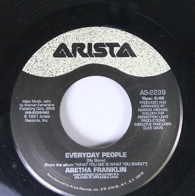 90'S Nm! 45 Aretha Franklin Everyday People / You Can'T Take Me For Granted On A - Image 1 of 2