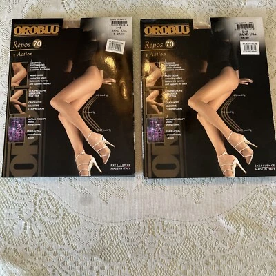 (2) Medias superiores OROBLU Repos 70 control de arena-38-40 hechas en Italia nuevas Foto 1 de 4