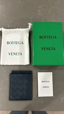 Bottega Veneta Hombres Cartera Plegable Intrecciato Bill Clip Cartera Azul Foto 1 de 4