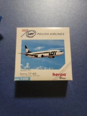 Herpa 501330 Boeing 737-400 LOT Polish Airlines SP-LLA 1:500 Scale 70th 📦 - Image 1 of 3