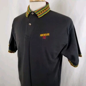 Camisa Polo Michelob Beer Vintage Mediana Grande Algodón Negro, Cervecería Bordada - Imagen 1 de 6