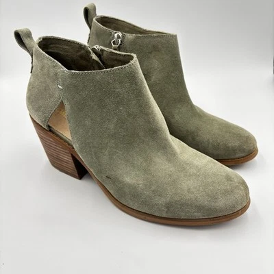 Toms Avery Olive Green zip Suede Boot Wedge Bootie Women's Size 9.5 - Image 1 of 4