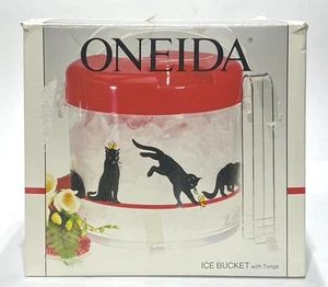 Vintage 1988 Oneida Lucite Eiskübel KATZEN im Originalkarton - Bild 1 von 17
