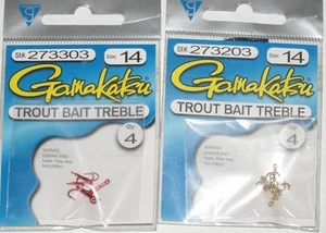 Gamakatsu 273303, 203 Trout Treble Hook Size 14, Red, AND GOLD FREE SHIPPING!! - Picture 1 of 1
