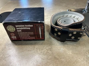 Vintage Gold's Gym Black Full Grain Leather Weight Lifting Belt S M 22-34 - Picture 1 of 12