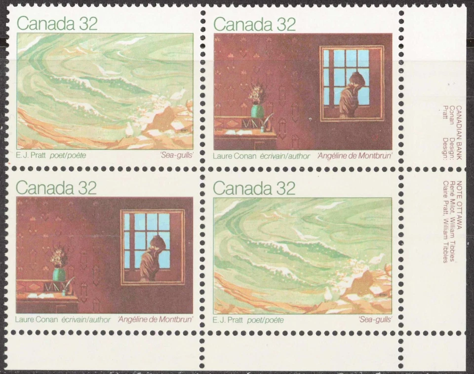 CANADA #978-979 32¢ Canadian Writers LR Inscription Block MNH - Image 1 of 1