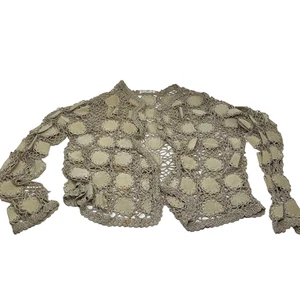 Vintage Häkeljacke mit Wildlederkreisen IDI by Mathew H. Boho Handarbeit - Bild 1 von 12