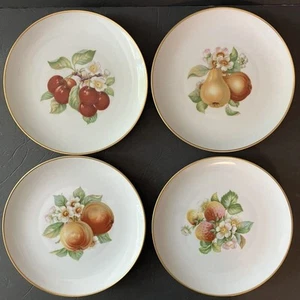 VTG 4 Hutschenreuther Porcelain Fruit Plates Gold Trim Selb Bavaria Germany 8 In - Picture 1 of 7