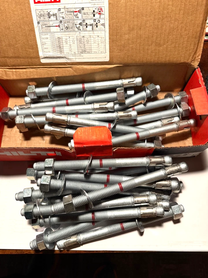 LOTE * {29} NUEVO Hilti 5/8" x 8-1/2" Kiwk Perno Cuña Anclaje KB-TZ 387518 C-Steel Foto 1 de 2
