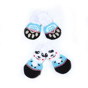 4pcs Non-Slip Dog Socks Knitted Pet Puppy Shoes Paw Print for Small Dogs