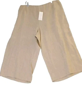 Eileen Fisher Cropped Wide Leg Linen Gaucho Culotte Pants Sz 2X Tan Color NWT  - Picture 1 of 8