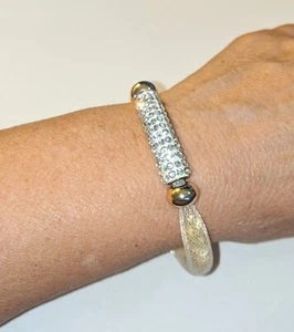 Stardust Crystal Mesh Swarovski Elements Slide Pave Charm Magnetic 8.5" Bracelet - Picture 1 of 5