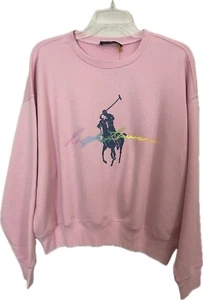 Polo Ralph Lauren Women Big Pony Fleece Sweatshirt Pink Size XL Oversized  $148 - Picture 1 of 4