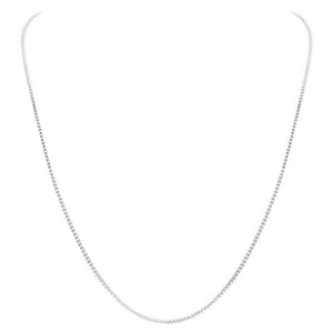 Collar de cadena de eslabones de caja resistente italiano de plata de ley 925 maciza de 1 mm - Imagen 1 de 14