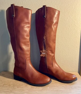 Botas de montar de cuero INC, para mujer, MACYS cuero real coñac suave. Talla 6 ¡NUEVO! Foto 1 de 4