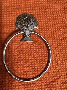 Vintage MCM Silver FRENCH FLOWER BASKET TOWEL RING - Picture 1 of 3