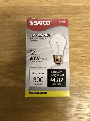 One A15 SATCO 40W Light Bulb Appliances Wax Melts Essential Oils S3810 Clear - Image 1 of 3