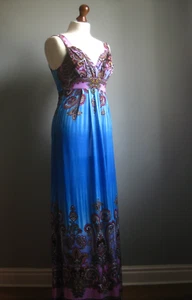 BOOHOO MAXI DRESS 10 12 beach cruise holiday stretch bodycon empire velvet - Picture 1 of 14